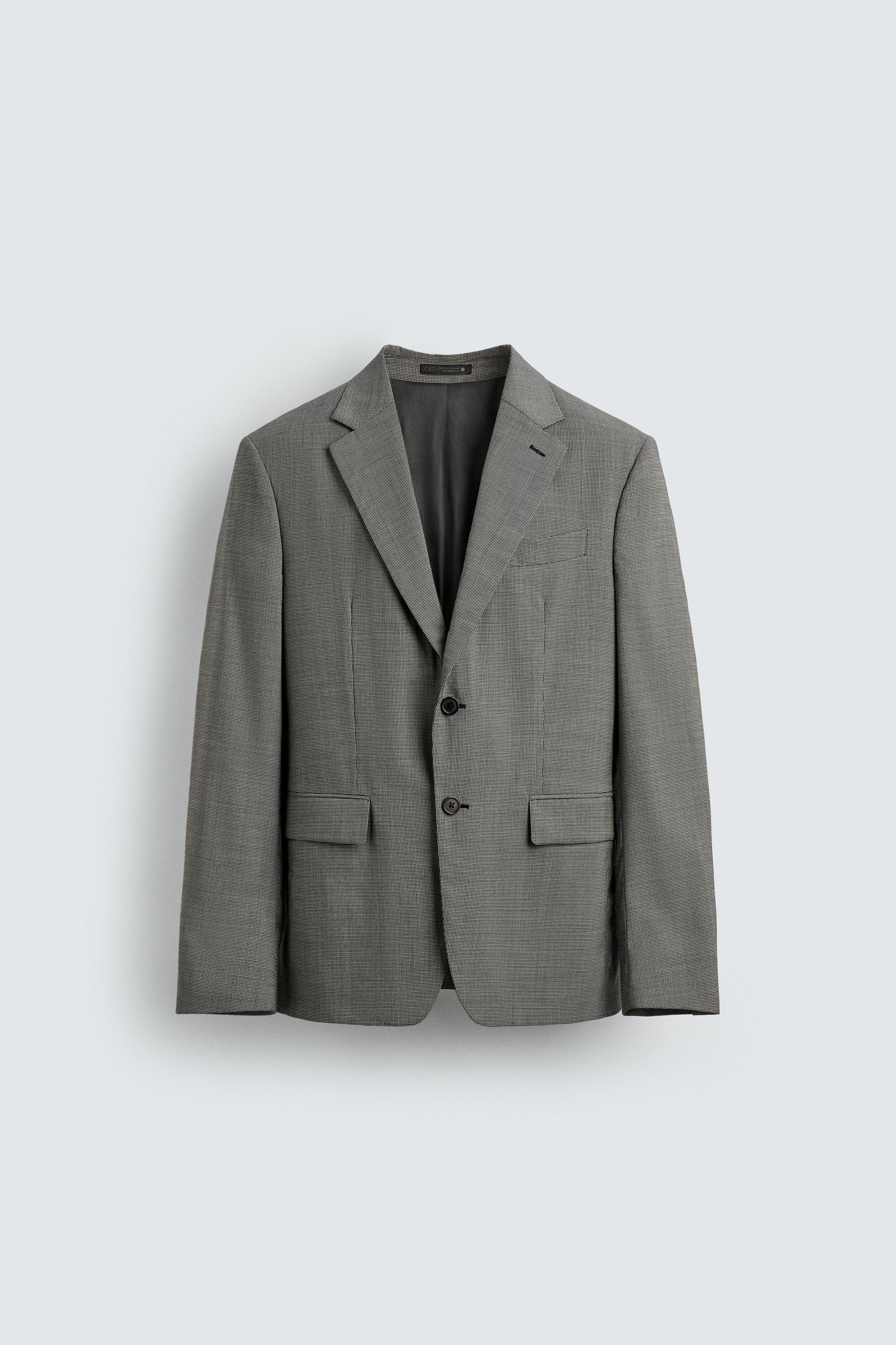 PLAID WOOL BLEND SUIT JACKET
